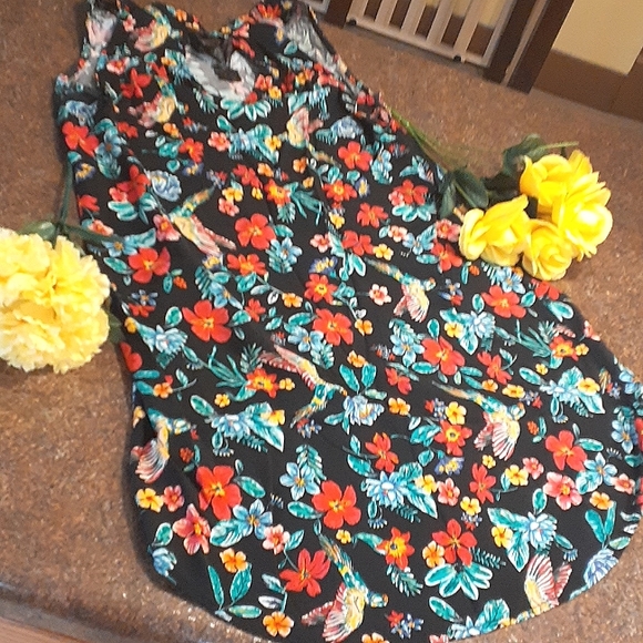 Old Navy Patterned Floral Tropicsl Sleeveless Dress,Small - Picture 4 of 4